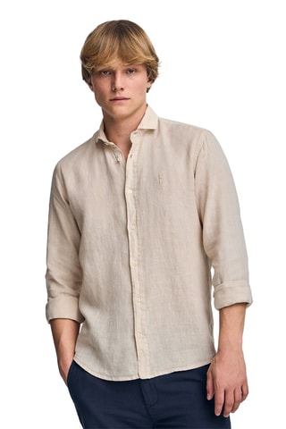 Chemise slim en lin - Beige
