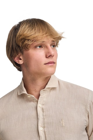 Chemise slim en lin - Beige