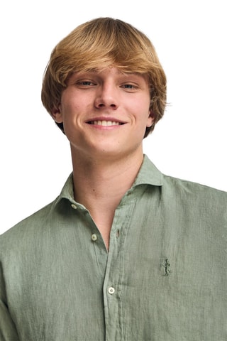 Chemise slim en lin - Vert