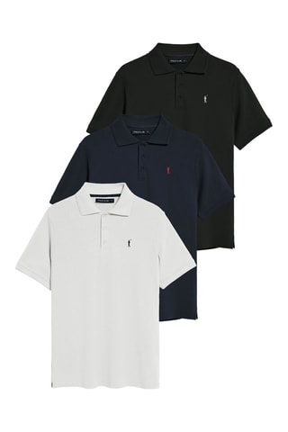 3 polos regular - Noir, bleu marine et blanc