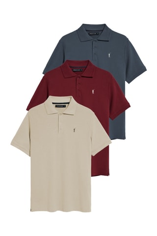 3 polos regular - Bleu-gris, bordeaux et écru