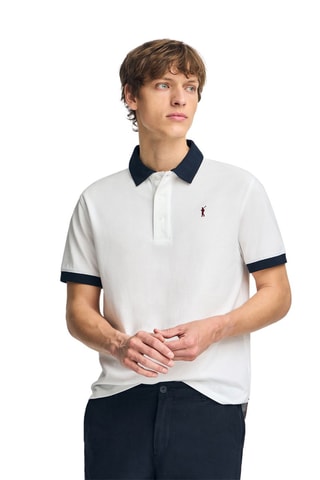 Polo regular - Blanc et bleu marine
