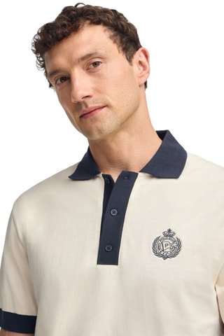 Polo regular - Ecru et bleu marine