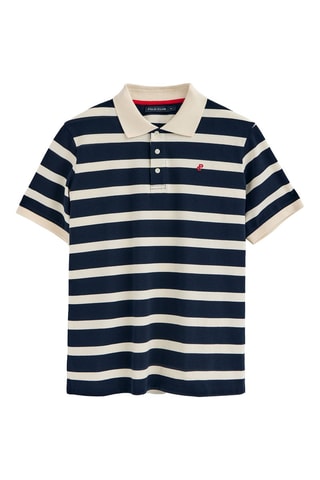 Polo regular - Bleu marine et écru