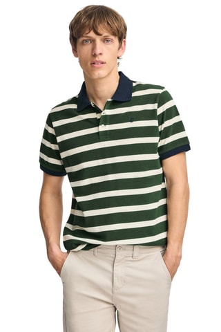 Polo regular - Vert et écru
