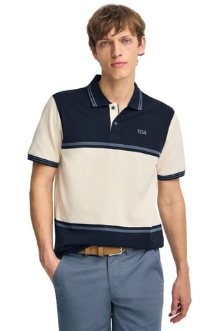 Polo loose - Bleu marine et écru