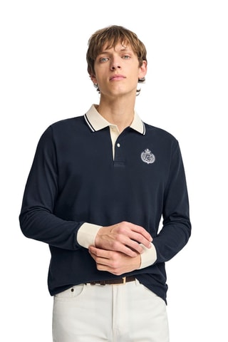 Polo regular - Bleu marine et écru