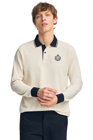 Polo regular - Ecru et bleu marine
