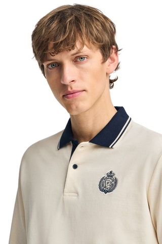 Polo regular - Ecru et bleu marine