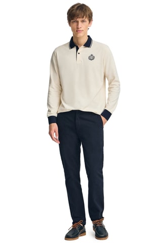 Polo regular - Ecru et bleu marine