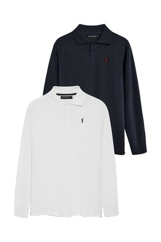 2 polos regular - Blanc et bleu marine