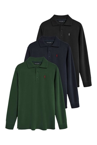 3 polos regular - Noir, bleu marine et vert