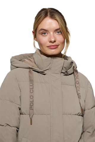 Doudoune longue à capuche - Taupe