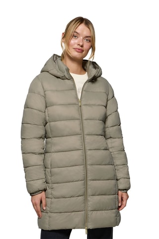 Doudoune longue à capuche - Taupe