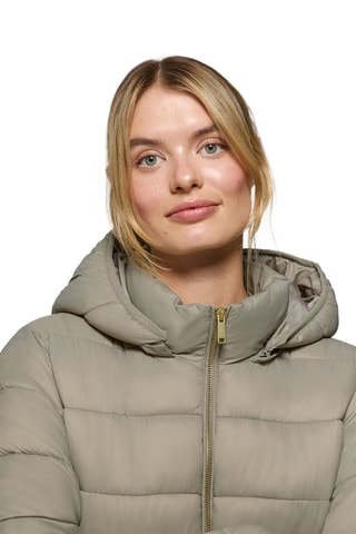 Doudoune longue à capuche - Taupe