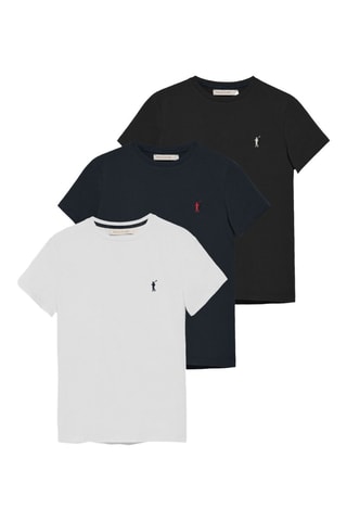 3 t-shirts slim - Noir, bleu marine et blanc