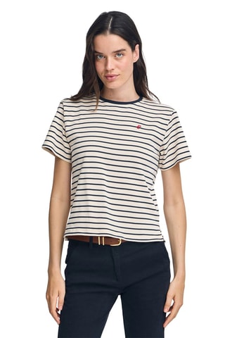 T-shirt regular - Ecru et bleu marine