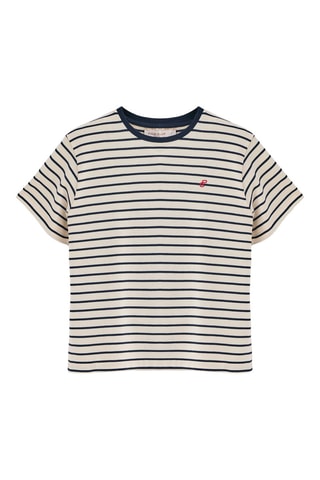 T-shirt regular - Ecru et bleu marine