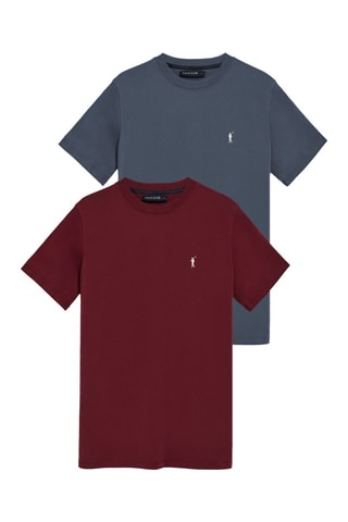 2 t-shirts regular - Bleu gris et bordeaux