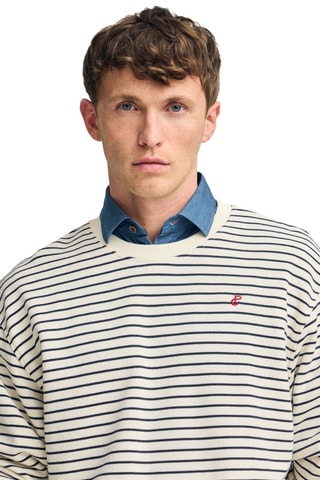 Sweat oversize - Écru et bleu marine