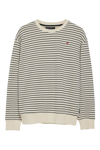 Sweat oversize - Écru et bleu marine