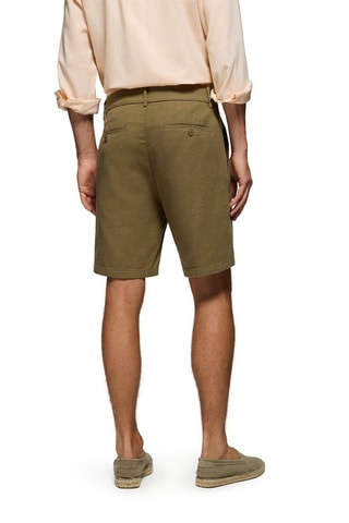 Short relaxed en lin - Kaki