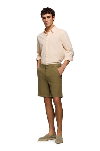 Short relaxed en lin - Kaki