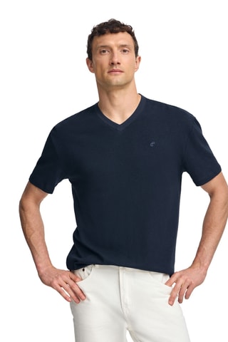 T-shirt regular en lin - Bleu marine