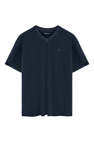 T-shirt regular en lin - Bleu marine