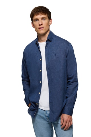 Chemise regular en lin - Bleu marine