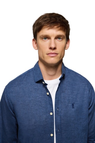 Chemise regular en lin - Bleu marine
