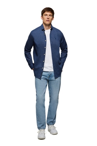 Chemise regular en lin - Bleu marine