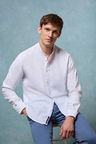 Chemise slim en lin - Blanc