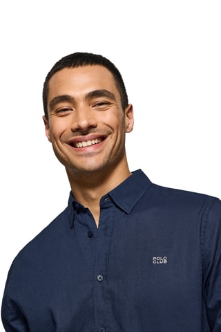 Chemise regular en lin - Bleu marine