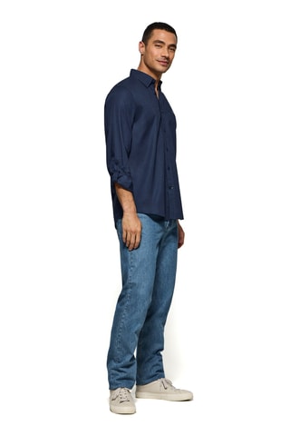 Chemise regular en lin - Bleu marine