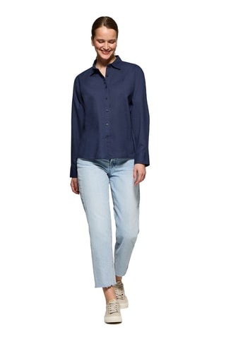 Chemisier relaxed en lin - Bleu marine