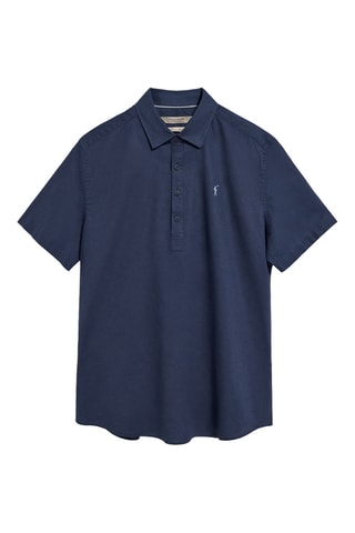 Polo regular en lin - Bleu marine