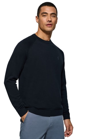 Pull regular en lin - Bleu marine