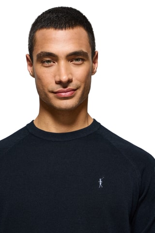 Pull regular en lin - Bleu marine