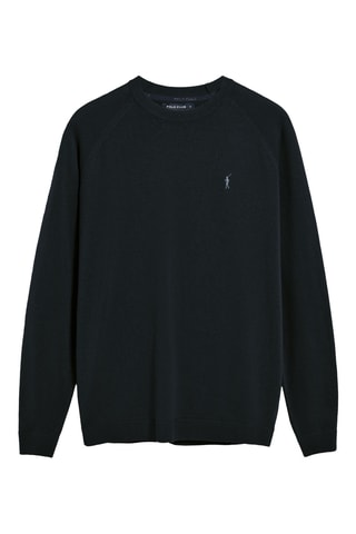 Pull regular en lin - Bleu marine