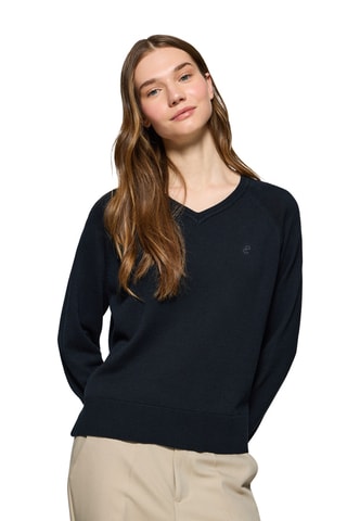 Pull regular en lin - Bleu marine