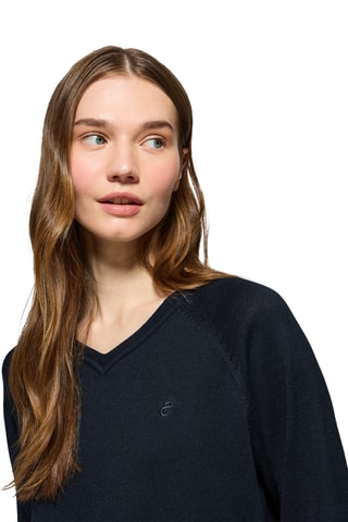 Pull regular en lin - Bleu marine