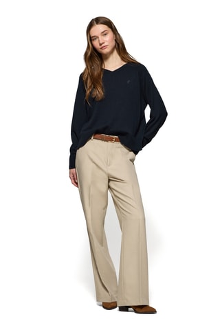 Pull regular en lin - Bleu marine