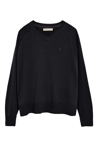 Pull regular en lin - Bleu marine