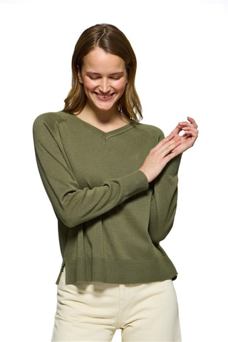 Pull regular en lin - Kaki
