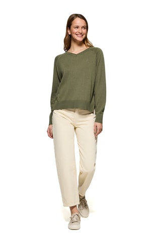 Pull regular en lin - Kaki