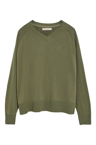 Pull regular en lin - Kaki