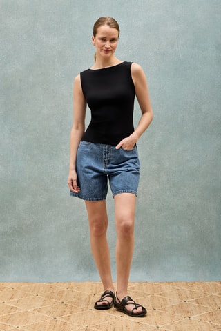 Top slim sans manches - Noir