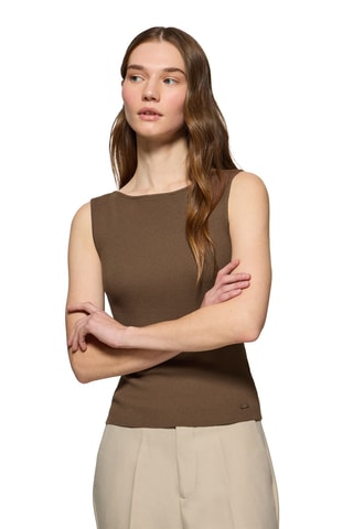 Top slim sans manches - Marron
