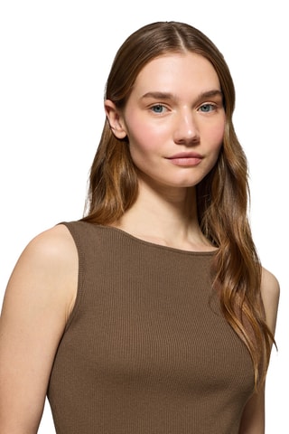 Top slim sans manches - Marron